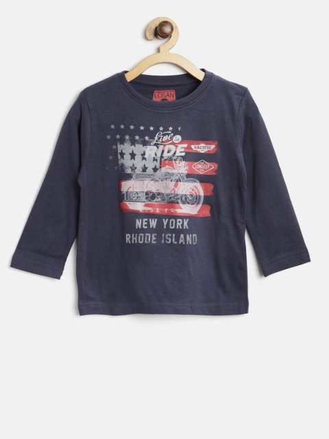 

Losan Boys Navy Blue Printed Round Neck T-shirt