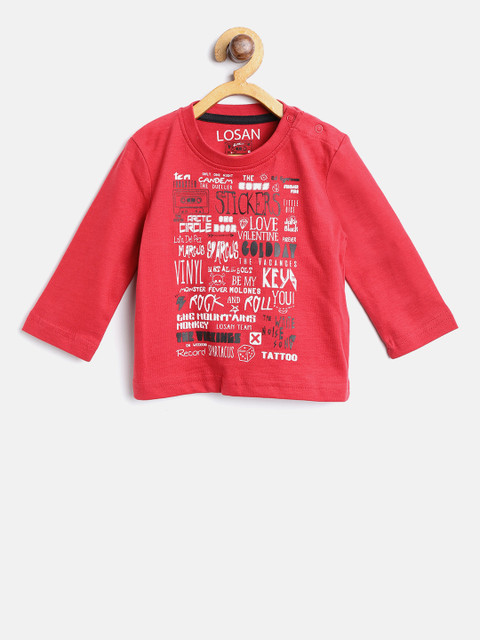 

Losan Boys Red Printed Round Neck T-shirt