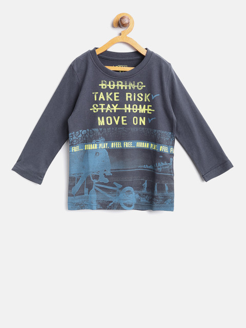 

Losan Boys Navy Blue Printed Round Neck T-shirt
