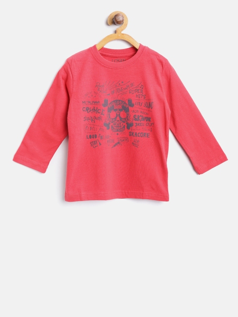 

Losan Boys Red Printed Round Neck T-shirt