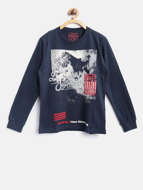 

Losan Boys Navy Blue Printed Round Neck T-shirt