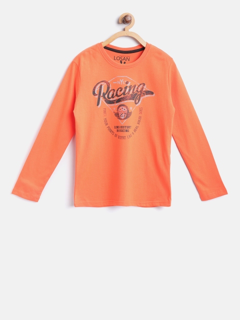 

Losan Boys Orange Printed Round Neck T-shirt