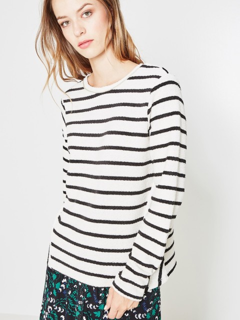 

promod Women Off-White Striped Top