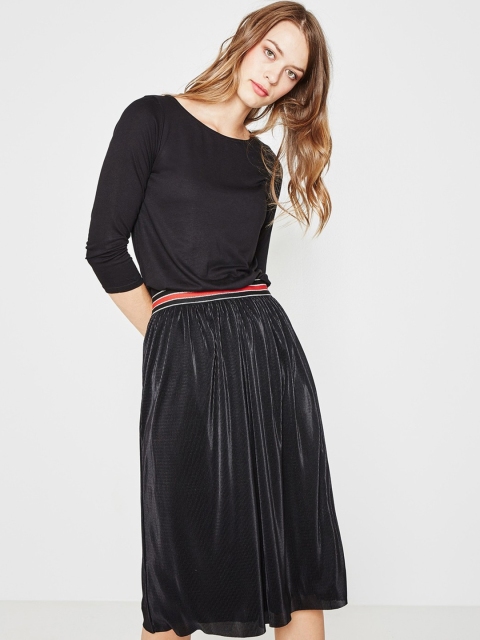 

promod Women Black Solid Fit and Flare Dress