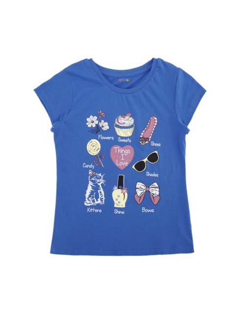 

POPPERS by Pantaloons Girls Blue Printed Round Neck T-shirt
