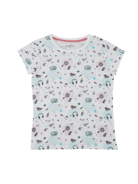 

POPPERS by Pantaloons Girls White Printed Round Neck T-shirt