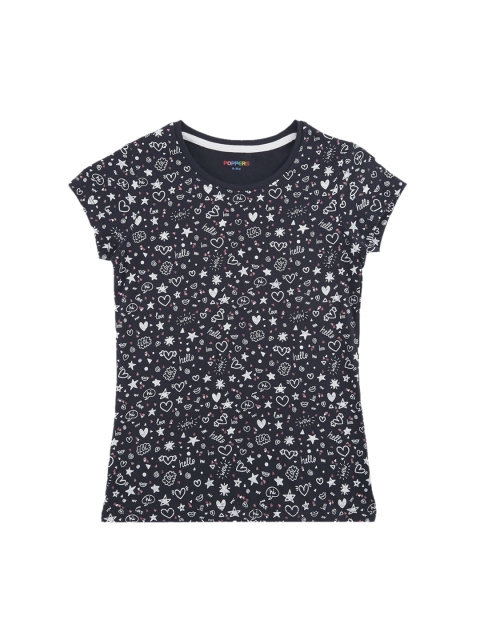 

POPPERS by Pantaloons Girls Navy Blue Printed Round Neck T-shirt