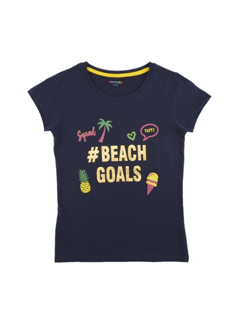 

POPPERS by Pantaloons Girls Navy Blue Printed Round Neck T-shirt