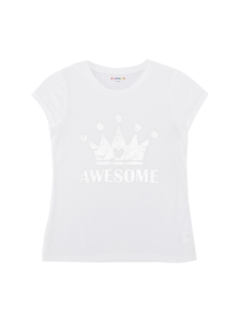 

POPPERS by Pantaloons Girls White Printed Round Neck T-shirt