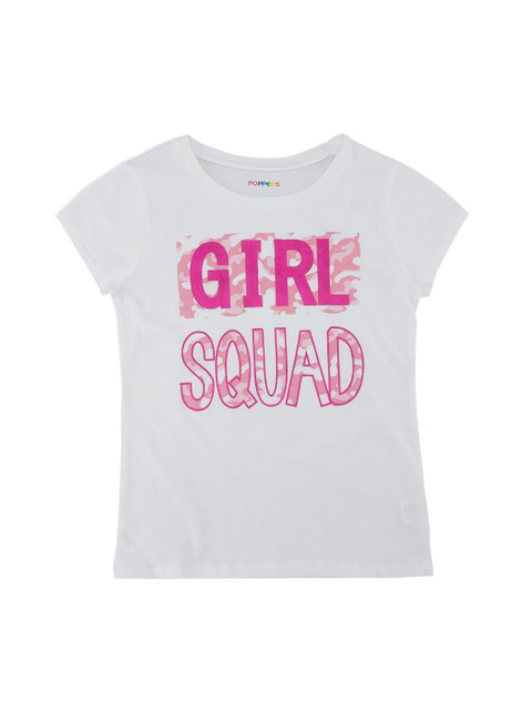 

POPPERS by Pantaloons Girls White Printed Round Neck T-shirt
