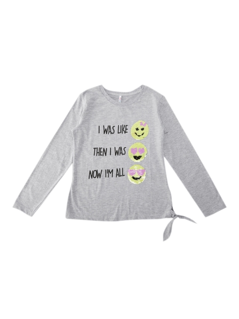 

POPPERS by Pantaloons Girls Grey Printed Round Neck T-shirt