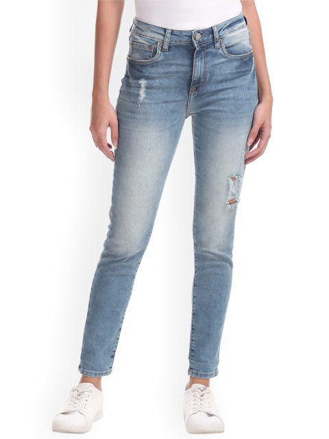 

Aeropostale Women Blue Skinny Fit High-Rise Mildly Distressed Jeans