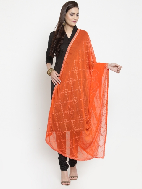 

mf Orange Embroidered Dupatta