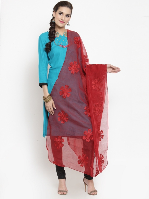 

mf Red Embroidered Karachi Work Dupatta