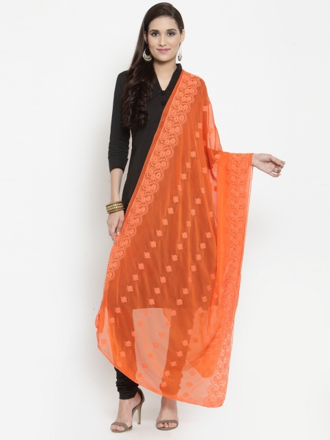 

mf Orange Embroidered Dupatta
