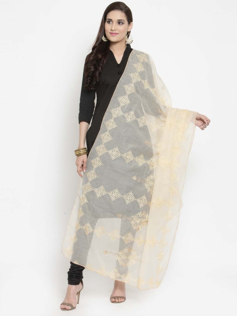 

mf Cream-Coloured Embroidered Dupatta