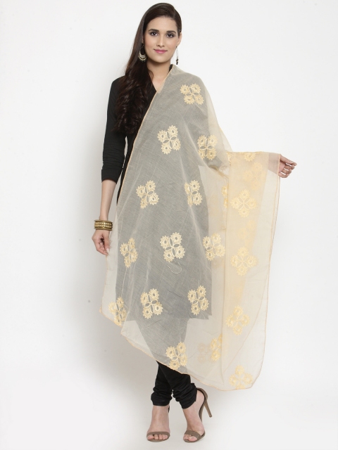 

mf Cream-Coloured Embroidered Dupatta