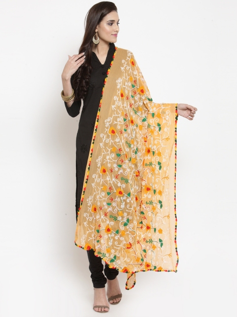 

mf Orange Embroidered Dupatta