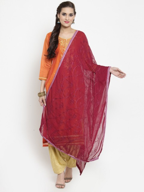 

mf Maroon Embroidered Dupatta
