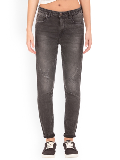 

Aeropostale Women Black Slim Fit High-Rise Low Distress Jeans