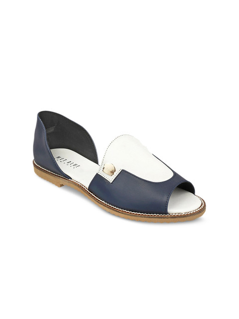 

Wet Blue Women Navy Blue & White Colourblocked Synthetic Flats