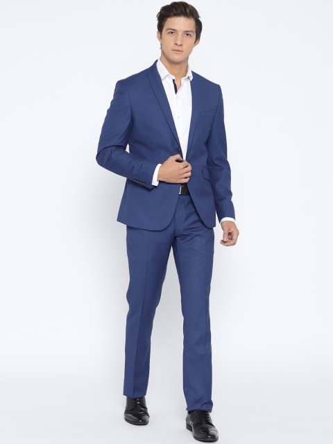 

V Dot Men Navy Blue Skinny Fit Solid Single-Breasted Formal Suit