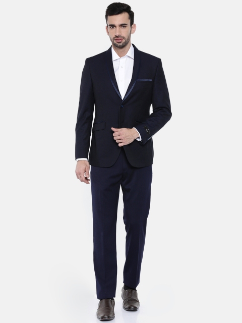 

Van Heusen Men Navy Blue Solid Single-Breasted Slim Fit Suit