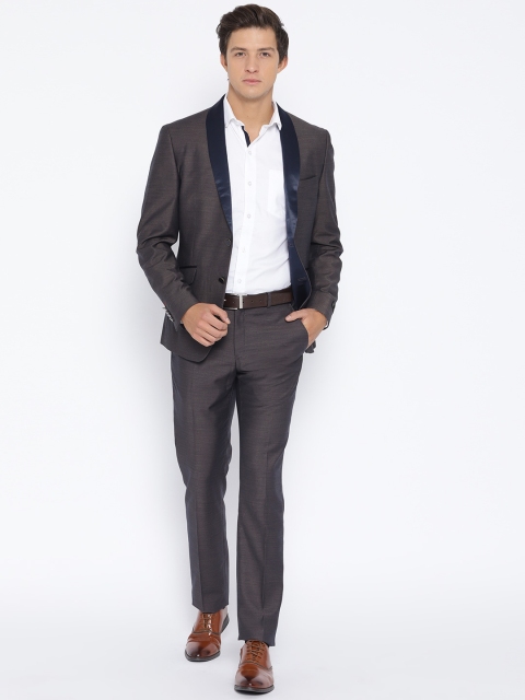 

V Dot Men Brown Skinny Fit Single-Breasted Tuxedo Suit