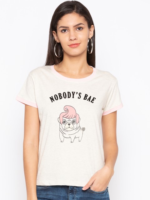 

Globus Women Pink Printed Round Neck T-shirt