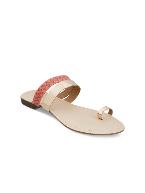 

Wet Blue Women Peach-Coloured Solid One Toe Flats