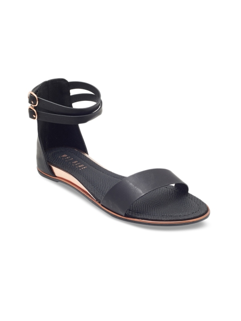 

Wet Blue Women Black Solid Open Toe Flats