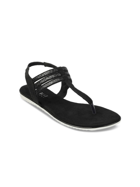 

Wet Blue Women Black Solid Suede Open Toe Flats
