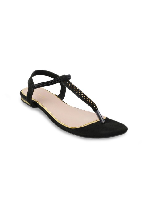 

Wet Blue Women Black Solid Open Toe Flats
