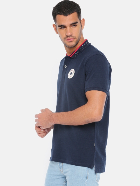 

Converse Men Navy Blue Solid Polo Collar T-shirt