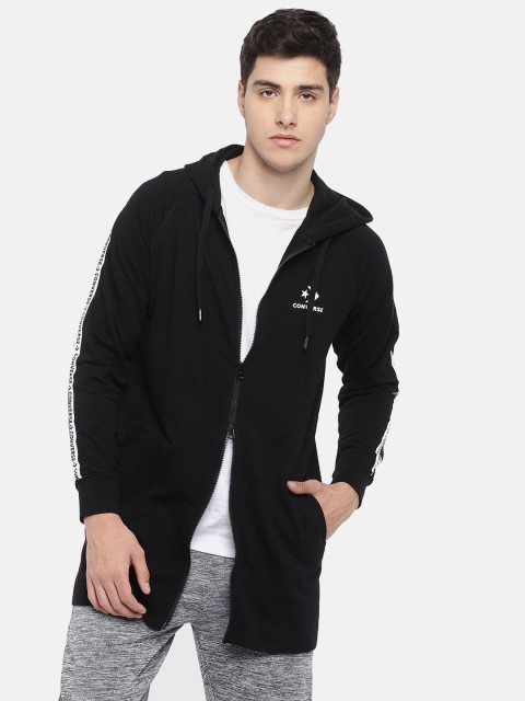 

Converse Men Black Solid Hooded Longline Sweatshirt