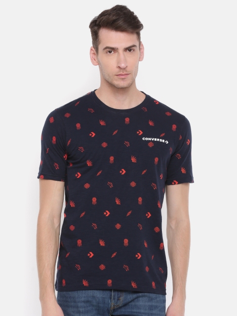 

Converse Men Navy Blue Printed Round Neck T-shirt