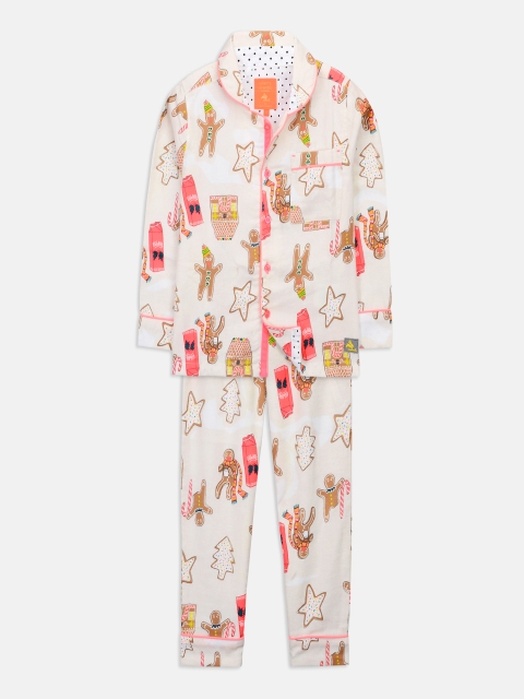 

Cherry Crumble Unisex Off-White Printed Night suit WS-NSUIT-7108