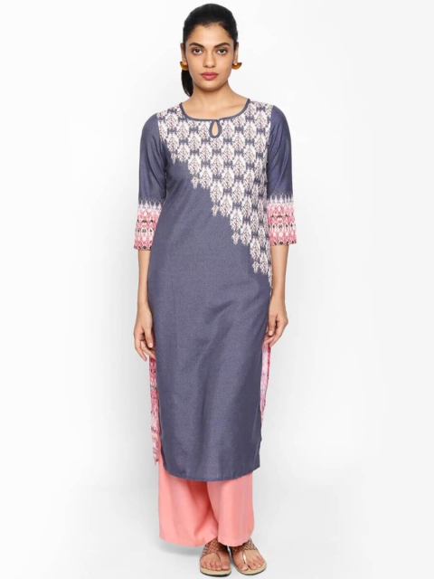 

NAARI Women Grey Printed A-Line Kurti
