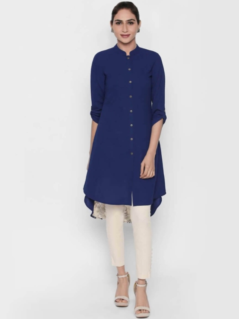 

NAARI Women Blue & Beige Embroidered A-Line Kurti