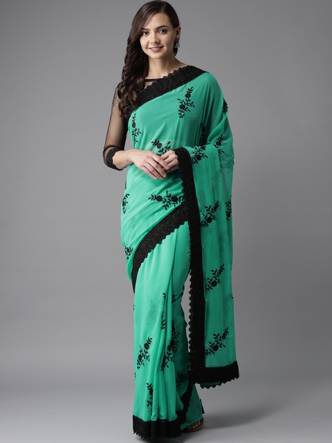 

MANOHARI Green Embroidered Saree