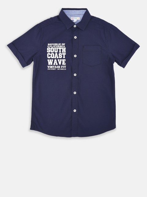 

POPPERS by Pantaloons Boys Navy Blue Regular Fit Solid Casual Shirt