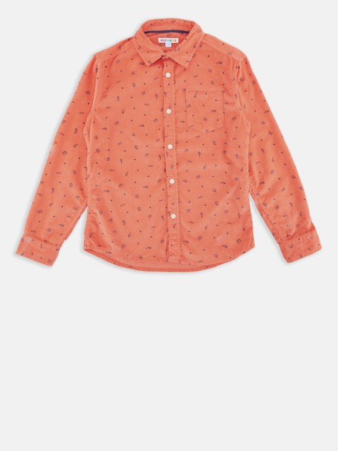 POPPERS by Pantaloons Boys Coral Regular Fit Solid Casual Shirt