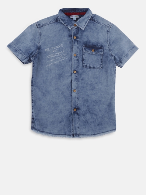 

POPPERS by Pantaloons Boys Blue Regular Fit Faded Casual Shirt