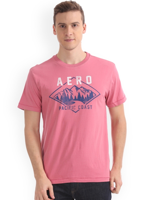 

Aeropostale Men Pink Printed Round Neck T-shirt