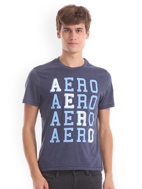 

Aeropostale Men Navy Blue Printed Round Neck T-shirt
