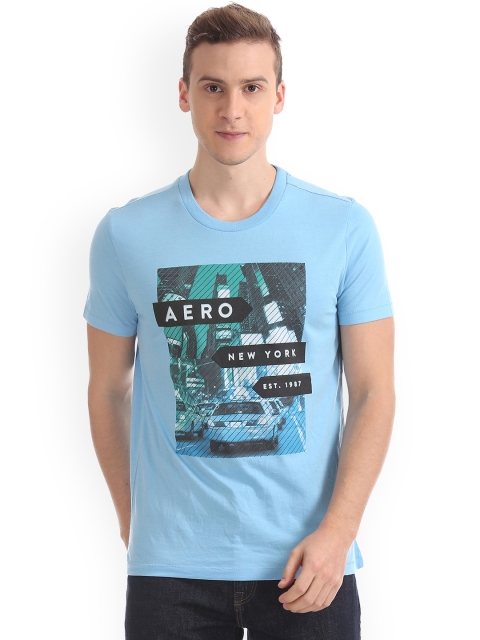 

Aeropostale Men Blue Printed Round Neck T-shirt