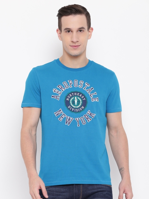 

Aeropostale Men Blue Printed Round Neck T-shirt