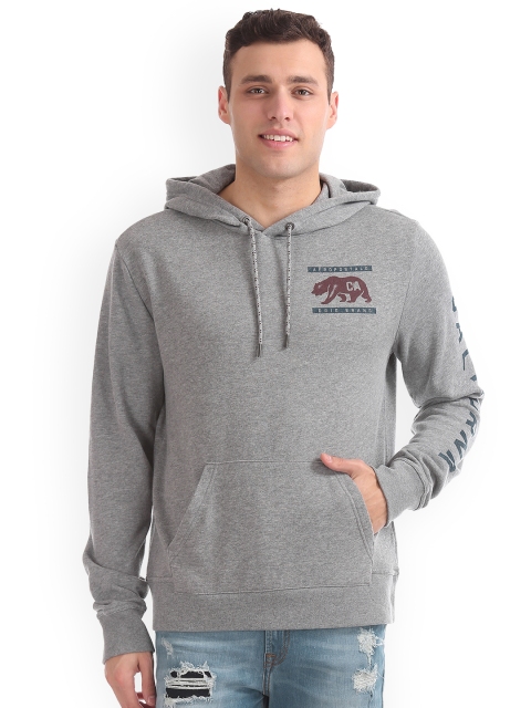 

Aeropostale Men Grey Solid Hooded Sweatshirt