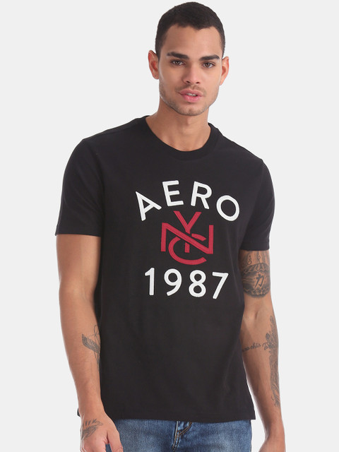 

Aeropostale Men Black Printed Round Neck T-shirt