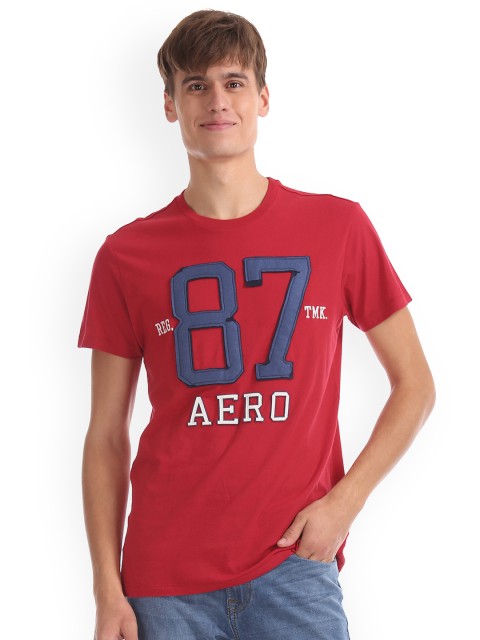 

Aeropostale Men Red Printed Round Neck T-shirt